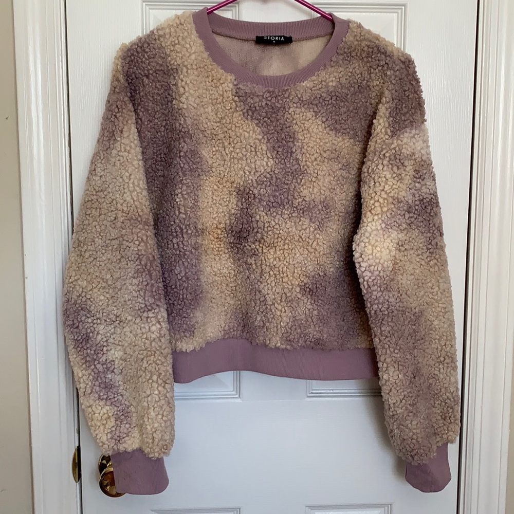 Fluffy cropped tie dye sweater